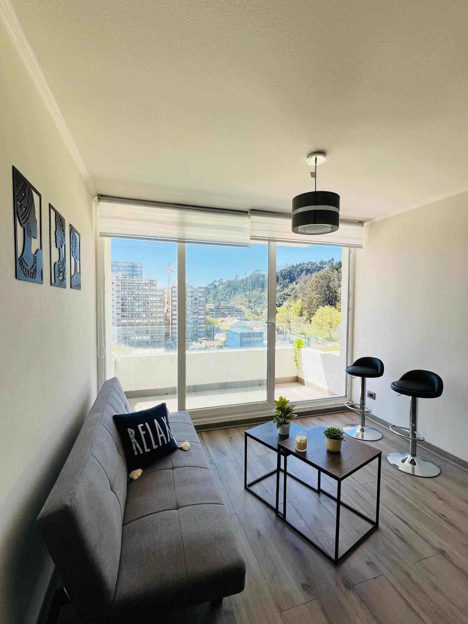 Apartamento Moderno Y Amplio Departamento 1d1b Con Fabulosa Vista Al Parque Ecuador Y A La Ciudad Concepción